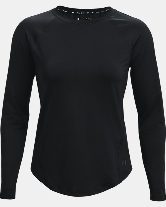 Camiseta de manga larga UA RUSH para mujer, Black, pdpMainDesktop image number 4